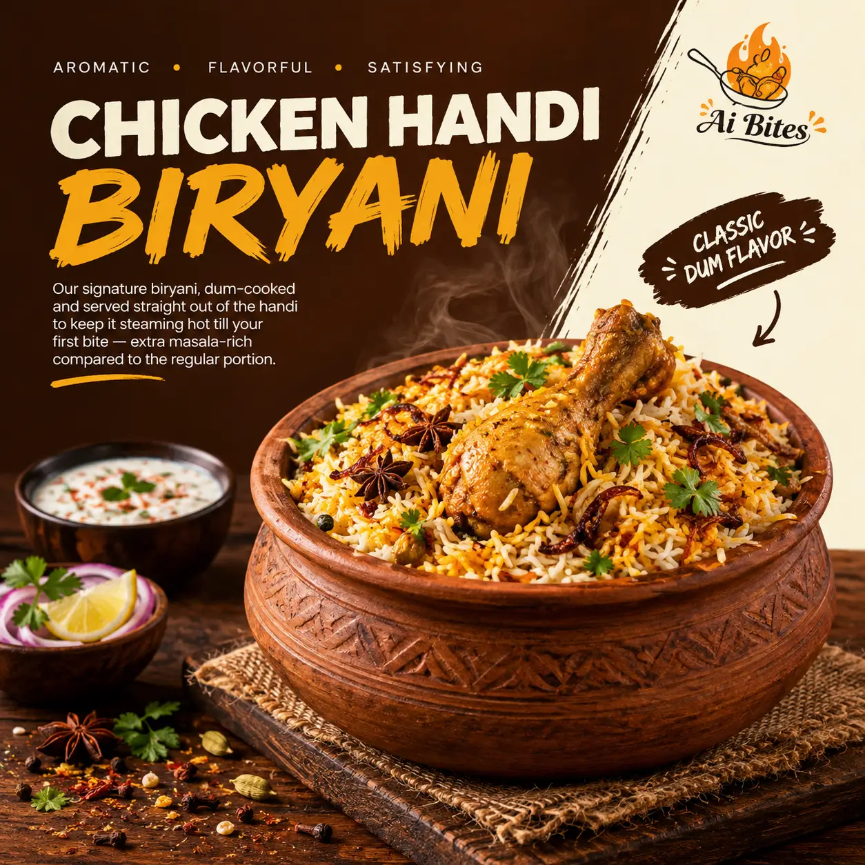 Chicken Handi Biryani (Portion)