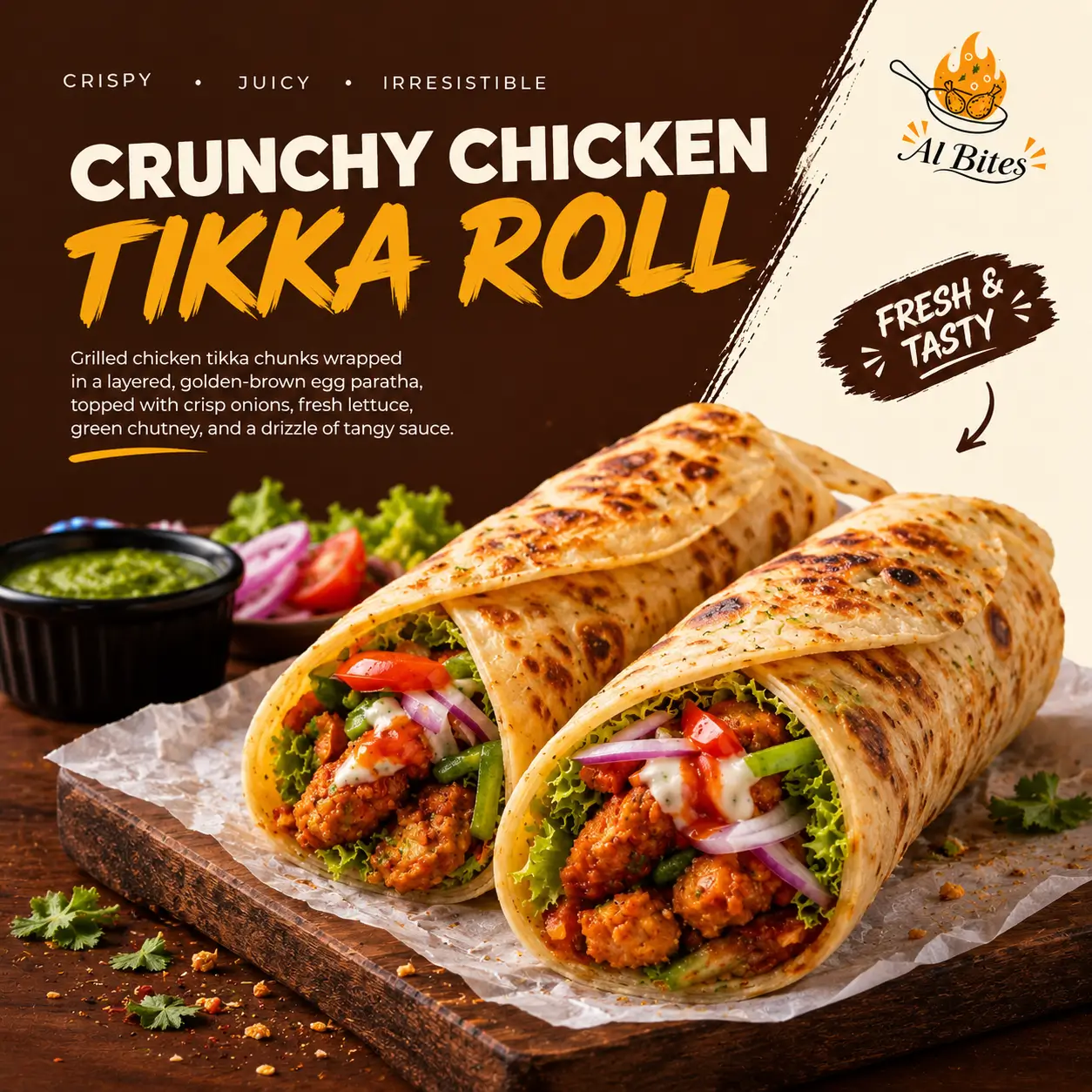 Crunchy Chicken Tikka Roll