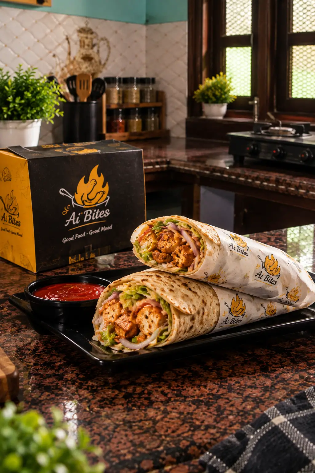 Chicken tikka rolls, wrapped fresh to order